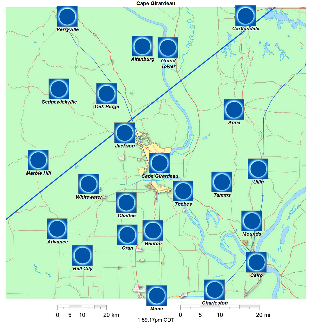 Interactive 2024 eclipse map for Cape Girardeau