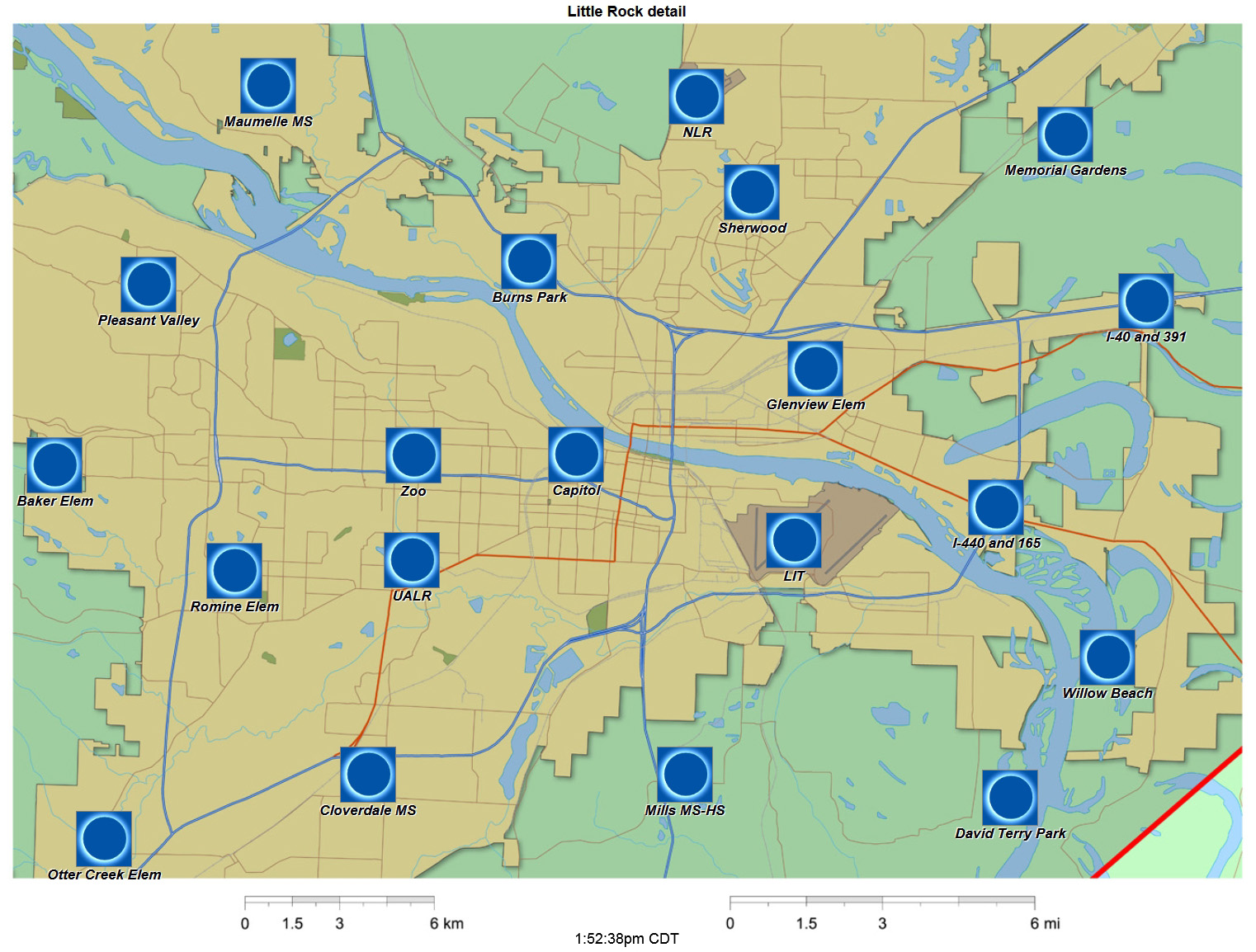 Detailed Interactive 2024 eclipse map for Little Rock