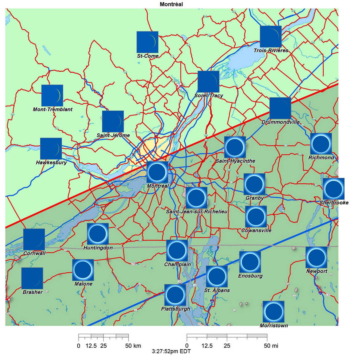 Interactive 2024 eclipse map for Montreal